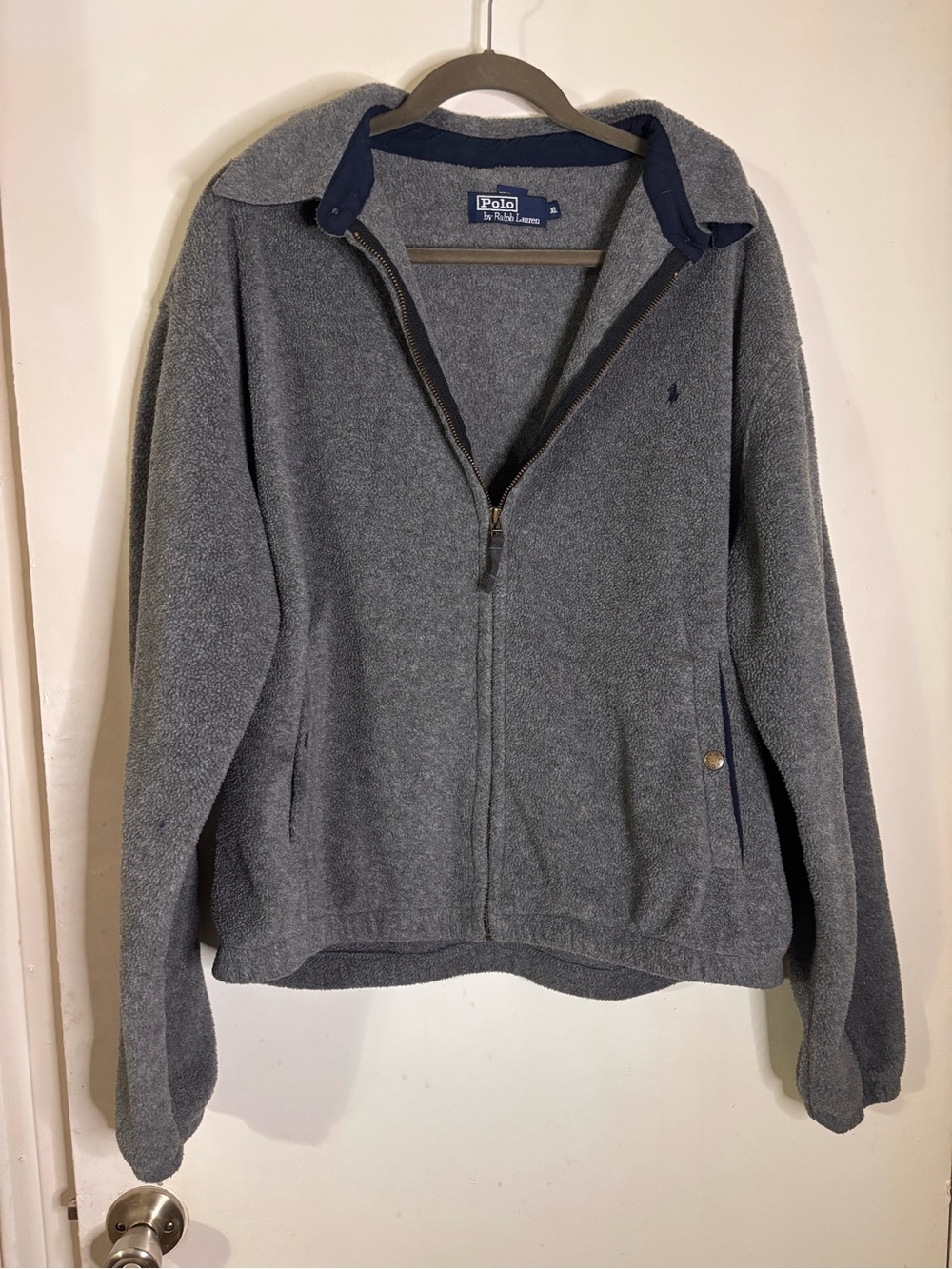 Vintage Ralph Lauren Gray Full-Zip Fleece Sweater Jacket